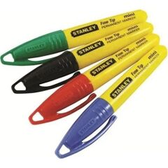 Stanley 1-47-329 İşaretleme Kalemi Mini Renkli Set (Yeşil-Siyah-Kırmızı-Mavi)