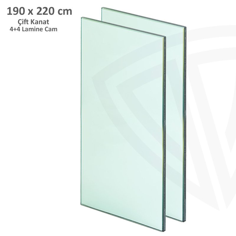 190x220cm Çift Kanat için 4+4 Lamine Cam
