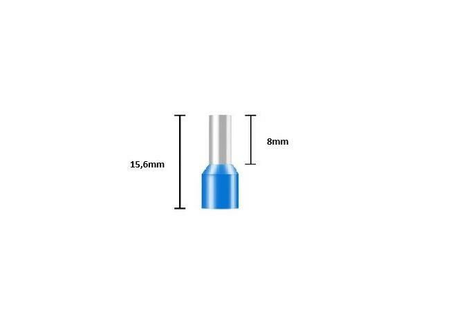 İzoleli Kablo Yüksüğü 2,5mm² - Kablo Yüksük E2508 500 Adet Mavi