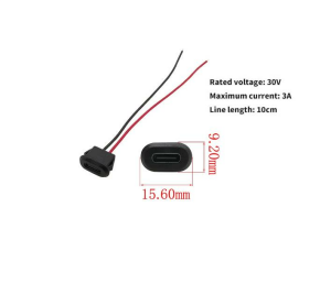 USB Type-C Konnektör Siyah Jack Dişi Type-C Kablolu
