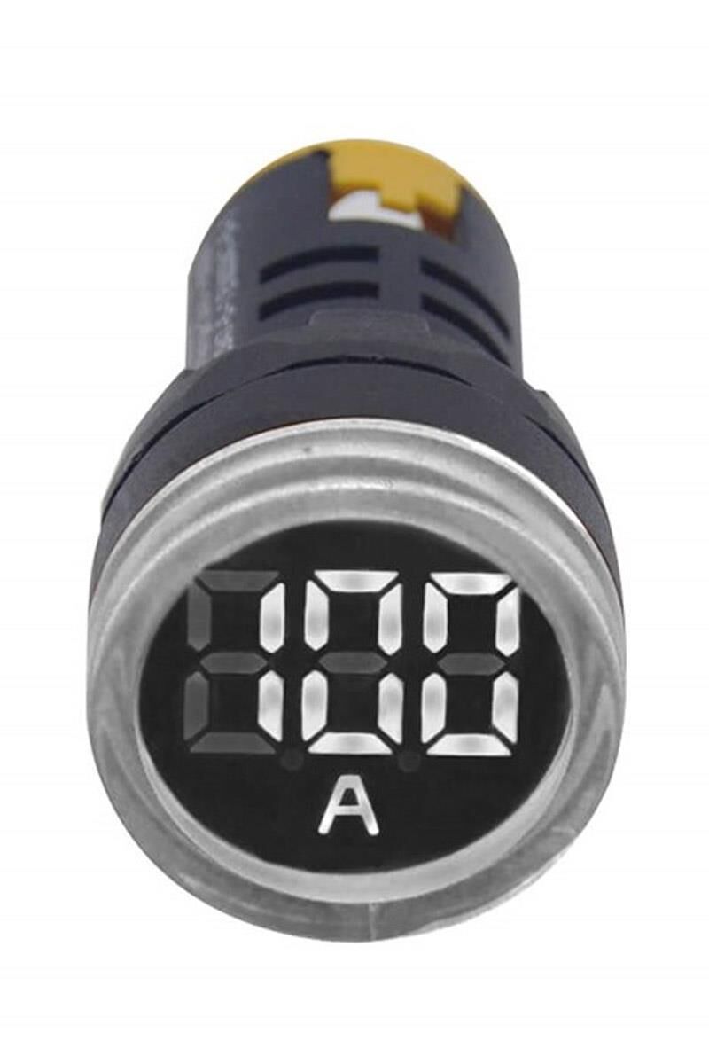 Pano Tipi Dijital Ampermetre | 22mm Ø | 100A | Ledli | Beyaz