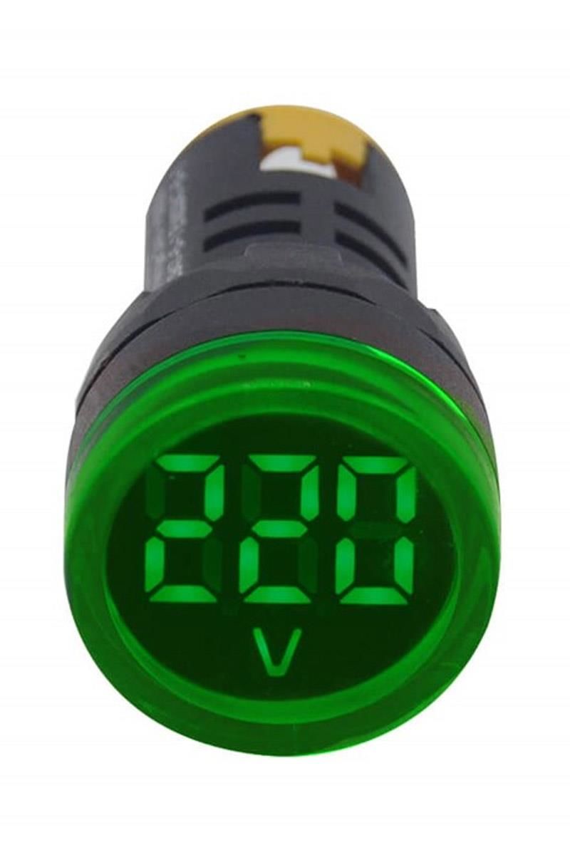 Pano Tipi Dijital Voltmetre | 22mm Ø | 24-450v  | Ledli | Yeşil