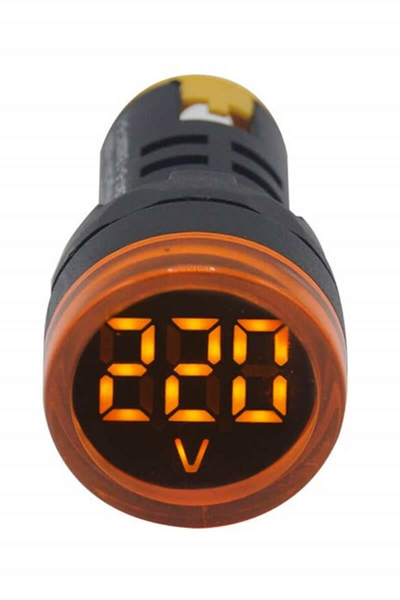 Pano Tipi Dijital Voltmetre | 22mm Ø | 24-450v  | Ledli | Sarı