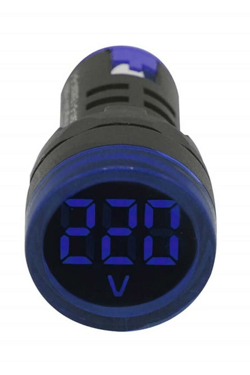 Pano Tipi Dijital Voltmetre | 22mm Ø | 24-450v  | Ledli | Mavi