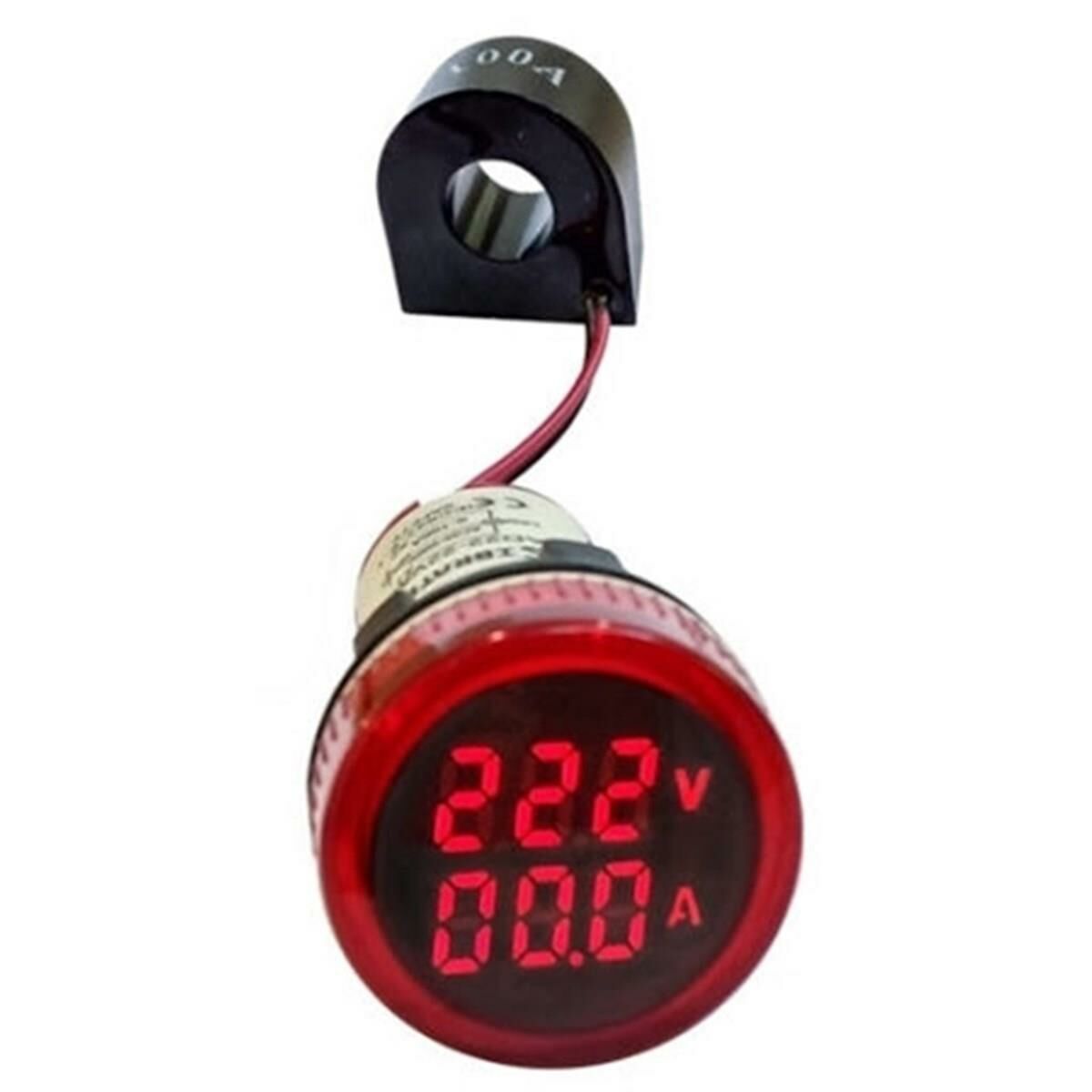 22mm Voltmetre-Ampermetre 50-500V 0-100A AC Kırmızı