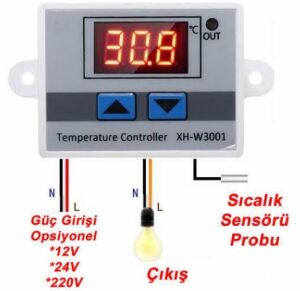 XH-W3001 12V DC Dijital Termostat (Sıcaklık Kontrol Devresi)