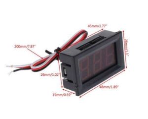 Voltmetre DC 0-100V Panel Tip Kırmızı 0,56 İnch