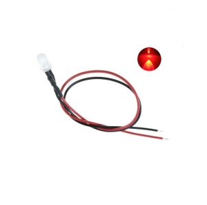 12V LED Kablolu 5 Adet 5mm Kırmızı Şeffaf - 20 Cm