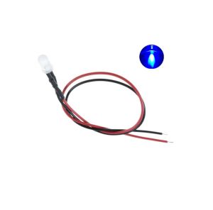 12V LED Kablolu 5 Adet 5mm Mavi Şeffaf - 20 Cm