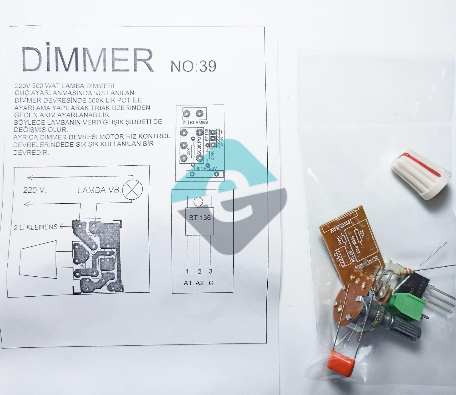 Dimmer Devresi Demonte Kit Kendin Yap (NO:39)