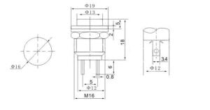 16mm Siyah Push Buton Metal DS-212 IC-180