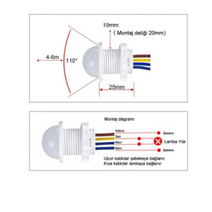 220V Hareket Pır Sensörü - Otomatik Lamba Sensörü