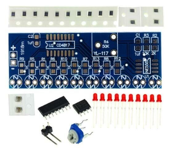 Yürüyen ışık DIY Kiti Demonte SMD NE555 + CD4017 (10 lu yürüyen ışık)