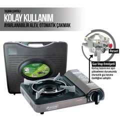ORCAMP Tekli Portatif Kamp Ocak Gaz Stop Emniyetli GRİ