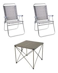 CAMPOUT BÜYÜK MASA + 2 PLAJ SANDALYE SET