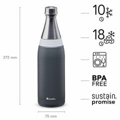 Aladdin Fresco Thermavac Paslanmaz Çelik Su Şişesi 0.60 LT Gri