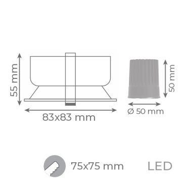 goldX ZE647-BK 12 Watt Siyah Sıva Altı Kare LED Spot (SAMSUNG LED & EAGLERISE Driver)