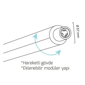 GOYA GY 8064-120 Siyah/Beyaz 120 cm Karanlık Bölge (Eklenebilir Silindirik Lineer Armatür İçin)