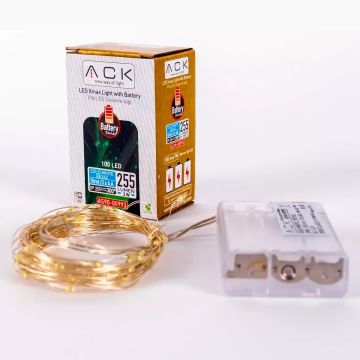 ACK AS90-00993 Pilli 10 Metre LED Süsleme Işığı - Beyaz Işık (6500K)