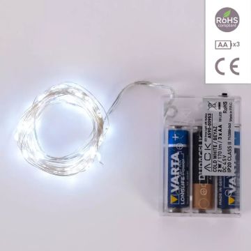ACK AS90-00953 Pilli 5 Metre LED Süsleme Işığı - Beyaz Işık (6500K)