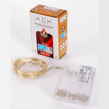 ACK AS90-00953 Pilli 5 Metre LED Süsleme Işığı - Beyaz Işık (6500K)