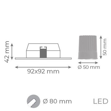 goldX ZE770-BK 12 Watt Siyah Sıva Altı Kare LED Spot (SAMSUNG LED & EAGLERISE Driver)