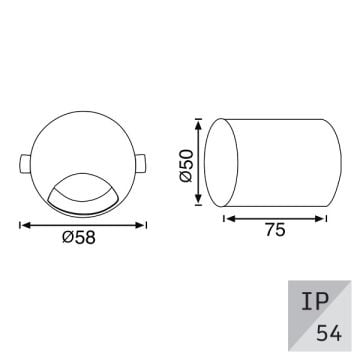 EGGE EG-9300 3 Watt Gri/Antrasit Sıva Altı Yuvarlak Dış Mekan LED Merdiven Armatürü - Gün Işığı (3000K)