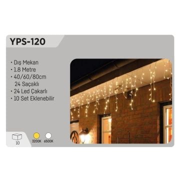 YCL YPS-120 180 cm Dış Mekan Saçak LED - 40-60-80 cm - 24 Flaşörlü