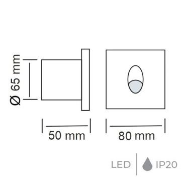 HOROZ 079-001-0003-MK ZÜMRÜT 3 Watt Mat Krom Sıva Altı Kare LED Merdiven Armatürü - Ilık Beyaz (4000K)