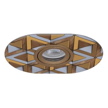 goldX ZE1000-39 Geometrik Desen Ahşap Sıva Altı Oval Spot Kasası