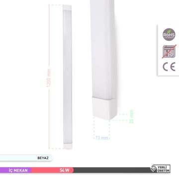 ACK AN19-01233 Satürn 54 Watt 120 cm OSRAM LED Bant Armatür - Beyaz Işık (6500K)