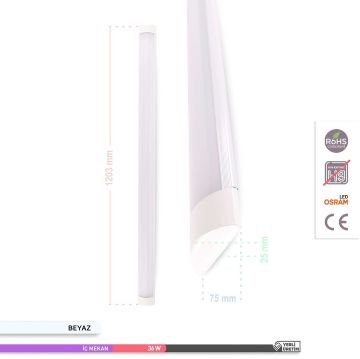 ACK AN18-01233 Venüs 36 Watt 120 cm OSRAM LED Bant Armatür - Beyaz Işık (6500K)