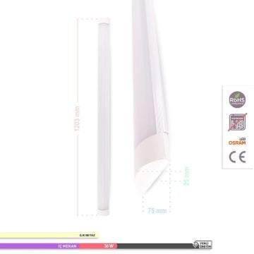 ACK AN18-01213 Venüs 36 Watt 120 cm OSRAM LED Bant Armatür - Ilık Beyaz (4000K)