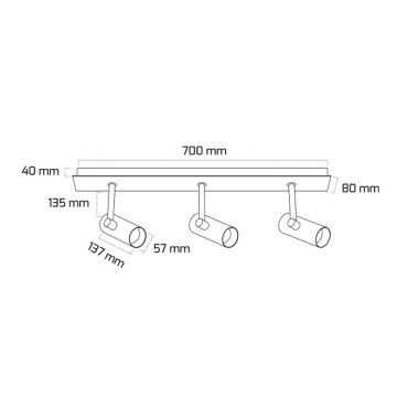 GOYA GY 1858-3 3x13 Watt Siyah/Beyaz Kasa Sıva Üstü Hareketli Üçlü Silindir Spot (Dimli)