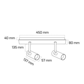 GOYA GY 1858-2 2x15 Watt Siyah/Beyaz Kasa DİMLİ Sıva Üstü Hareketli İkili Silindir Spot