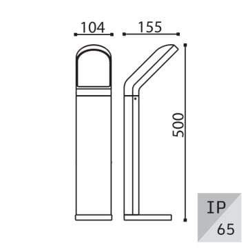 EGGE EG-9025 9 Watt 50 cm Antrasit LED Bollard Armatür - Gün Işığı (3000K)