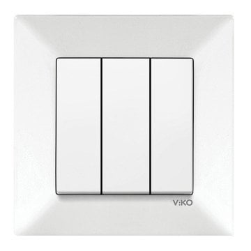 VİKO Karre/Meridian 90967068 Üçlü Anahtar (Düğme+ Mekanizma) [Beyaz]