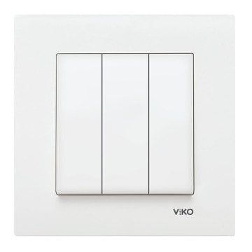 VİKO Karre/Meridian 90967068 Üçlü Anahtar (Düğme+ Mekanizma) [Beyaz]