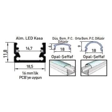 ACK AS10-02433 24 Volt 14.4 Watt/Metre 100 cm Alüminyum Kasalı LED Bar - OSRAM LED - Beyaz Işık (6500K)