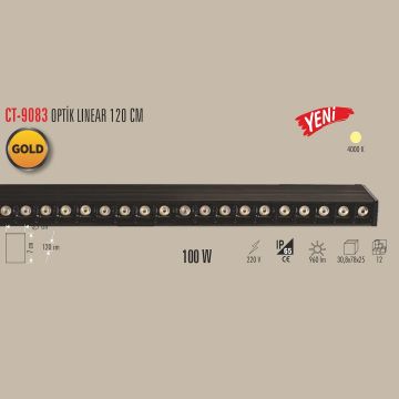CATA CT-9083 100 Watt 120 cm Lensli LED Lineer Armatür - Ilık Beyaz (4000K)