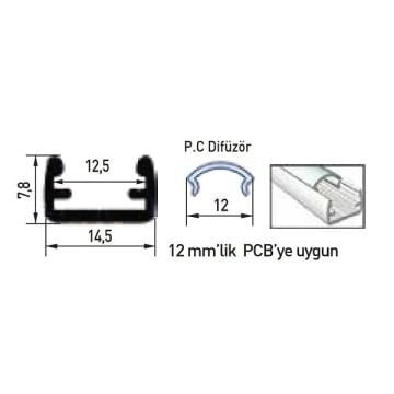 ACK AS10-11233 12 Volt 14.4 Watt/Metre 100 cm Alüminyum Kasalı LED Bar - OSRAM LED - Beyaz Işık (6500K)