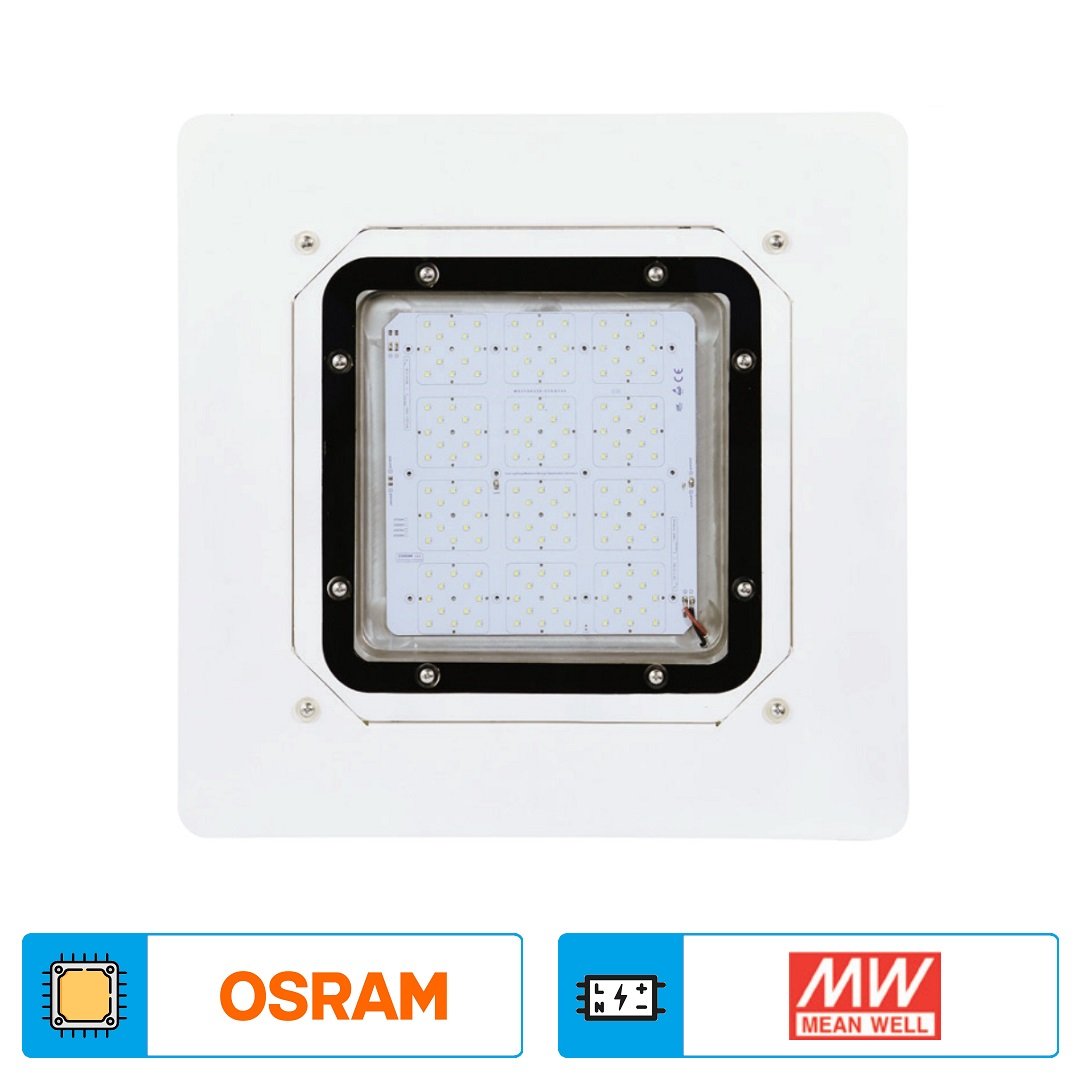 inoled 5350-03 100 Watt LED Kanopi Armatür - OSRAM LED & MEAN WELL Driver - Ilık Beyaz (4000K)