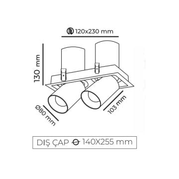 MOLLED MOL5017 2x30 Watt Beyaz/Siyah Kasa Hareketli İkili LED Mağaza Spotu (SAMSUNG/OSRAM LED & EAGLERISE/PHILIPS/LIFUD Driver)