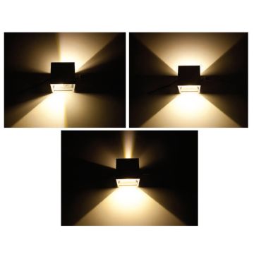 EGGE EG-7520 2x3 Watt Siyah Siyah/Beyaz Çift Yönlü LED Aplik - Gün Işığı (3000K)
