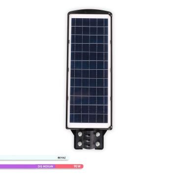 ACK AT42-09031 90 Watt Sensörlü Solar Sokak Armatürü - Beyaz Işık (6500K)