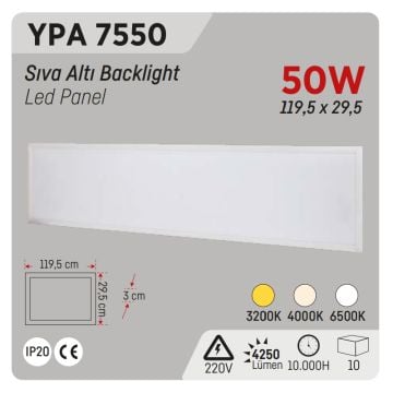 YCL YPA 7550 50 Watt Sıva Altı 30x120 Backlight LED Panel