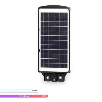 ACK AT42-06031 60 Watt Sensörlü Solar Sokak Armatürü - Beyaz Işık (6500K)