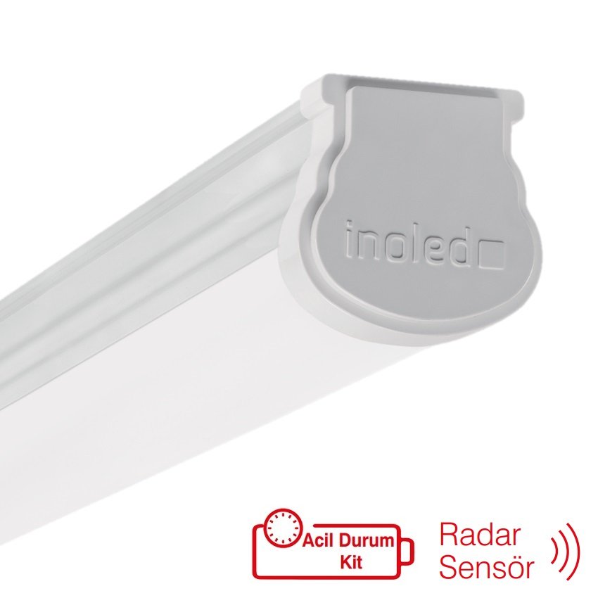 inoled 2944-K-02 40 Watt 120 cm Radar Sensörlü ve Acil Aydınlatma Kitli Nemliyer LED Etanj - Gün Işığı (3000K)