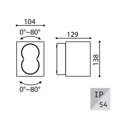 EGGE EG-9255 2x6 Watt Antrasit Çift Yönlü Dış Mekan LED Aplik - Gün Işığı (3000K)