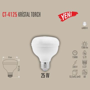 CATA CT-4125 25 Watt Torch LED Ampul - Beyaz Işık (6400K)